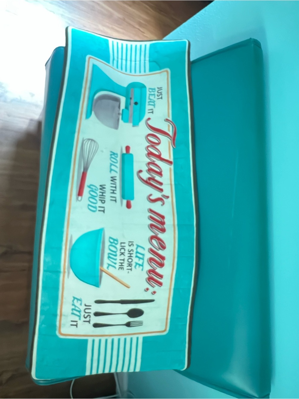 Retro Kitchen Runner Rug in Teal/red NWOT